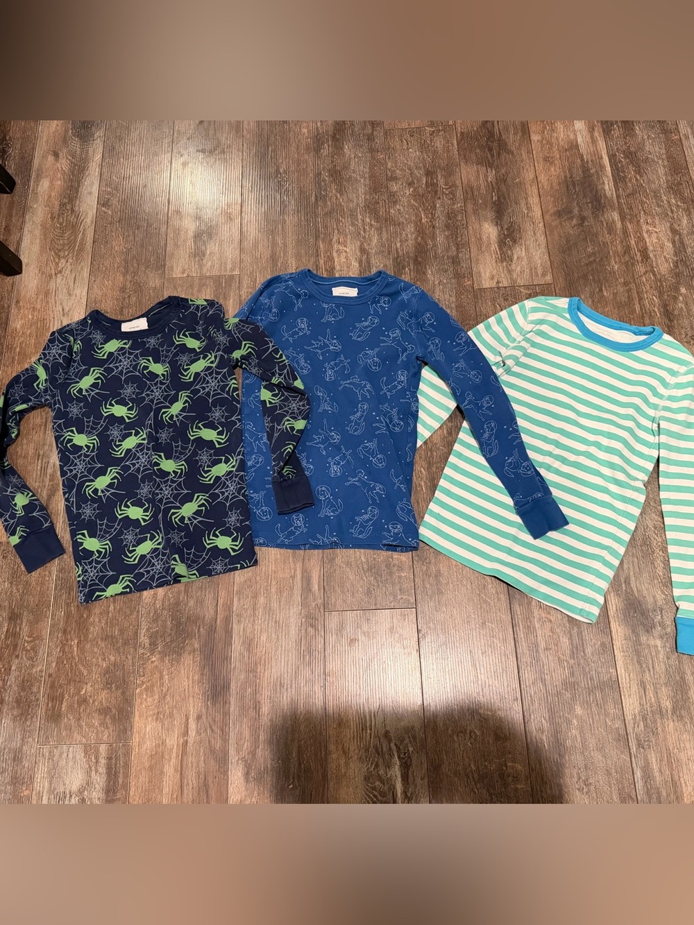 Crewcuts Kids' Long Sleeve Mix — Navy Spider, Blue Dino, Mint Stripe
